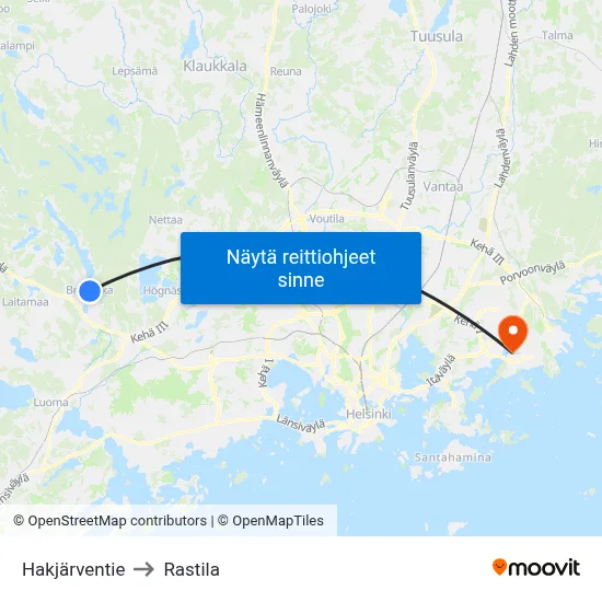 Hakjärventie to Rastila map