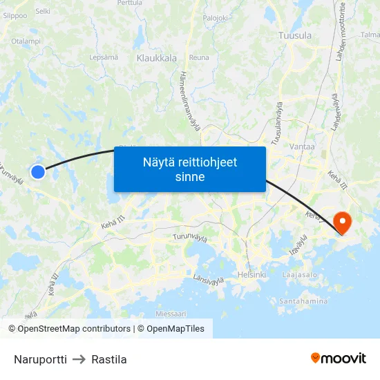Naruportti to Rastila map
