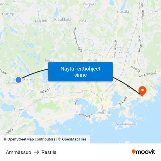 Ämmässuo to Rastila map