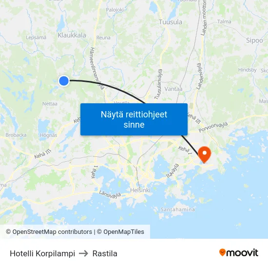 Hotelli Korpilampi to Rastila map