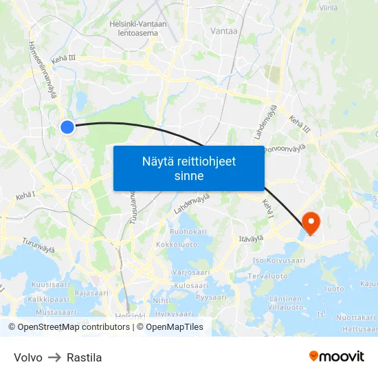 Volvo to Rastila map