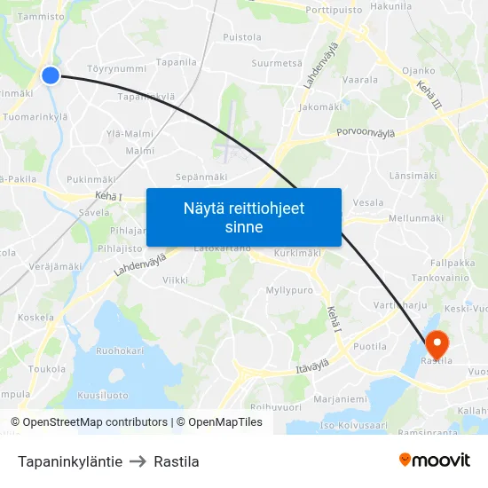 Tapaninkyläntie to Rastila map
