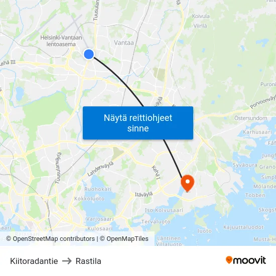 Kiitoradantie to Rastila map