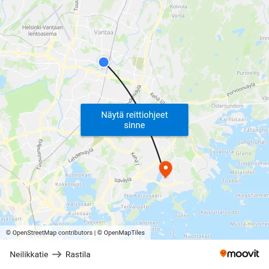 Neilikkatie to Rastila map