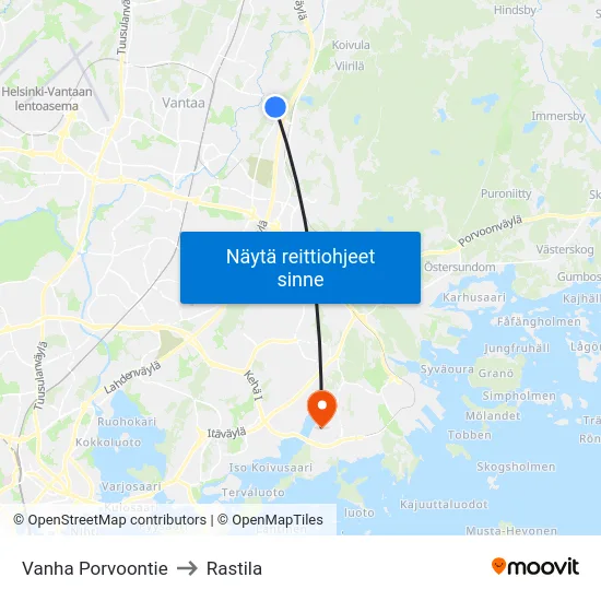 Vanha Porvoontie to Rastila map