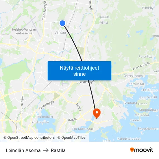Leinelän Asema to Rastila map