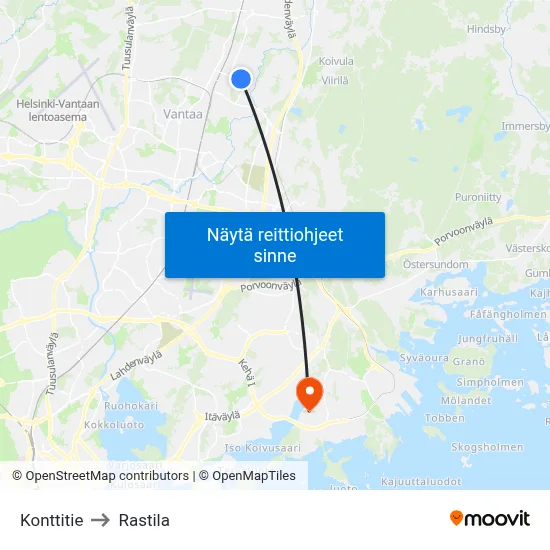Konttitie to Rastila map