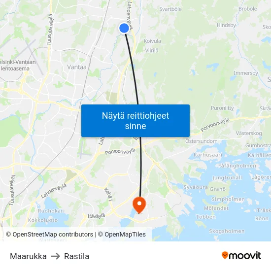 Maarukka to Rastila map