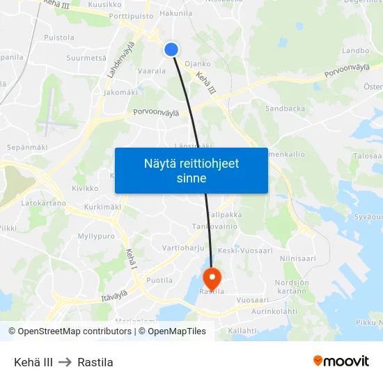 Kehä III to Rastila map