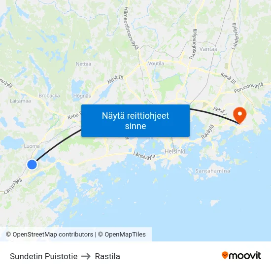 Sundetin Puistotie to Rastila map