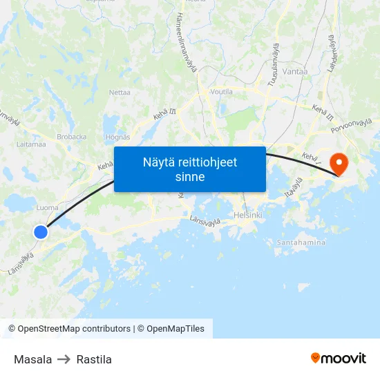 Masala to Rastila map