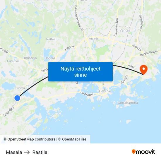 Masala to Rastila map