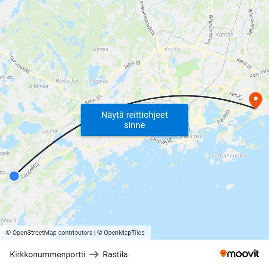 Kirkkonummenportti to Rastila map