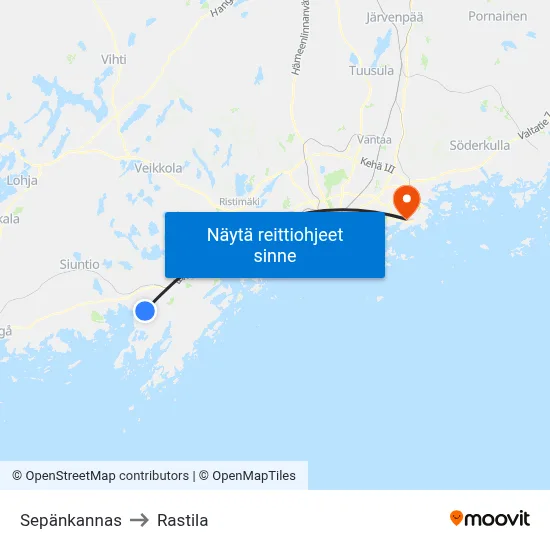Sepänkannas to Rastila map