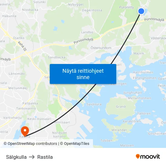 Sälgkulla to Rastila map