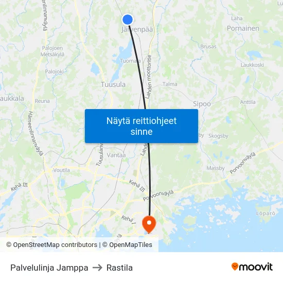 Palvelulinja Jamppa to Rastila map