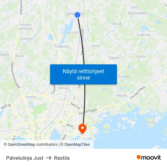 Palvelulinja Just to Rastila map