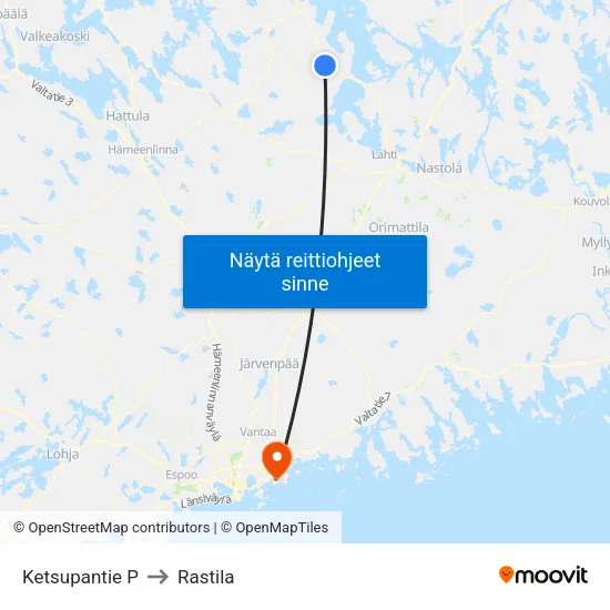 Ketsupantie P to Rastila map