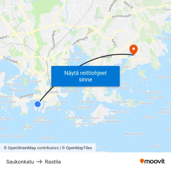 Saukonkatu to Rastila map