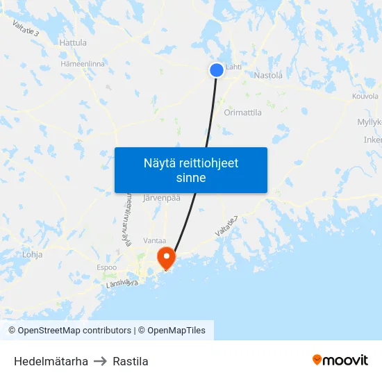 Hedelmätarha to Rastila map