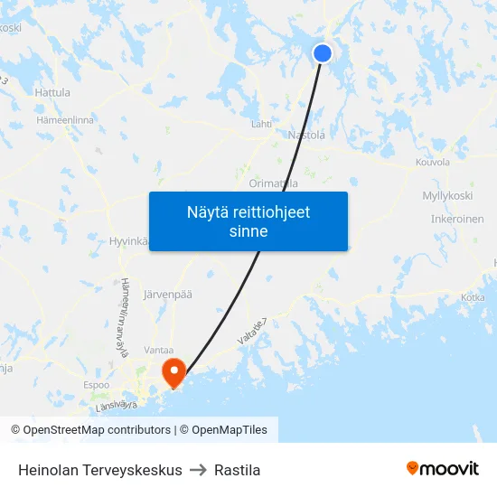 Heinolan Terveyskeskus to Rastila map