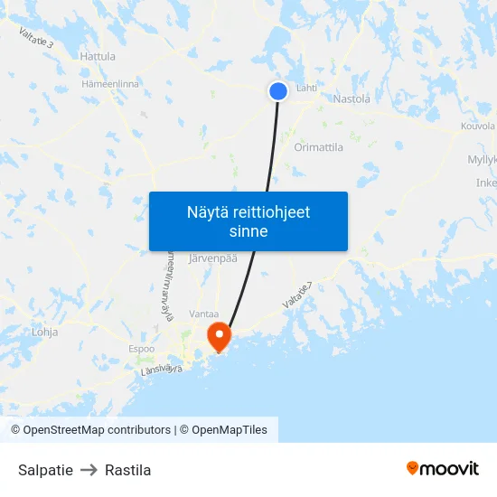 Salpatie to Rastila map