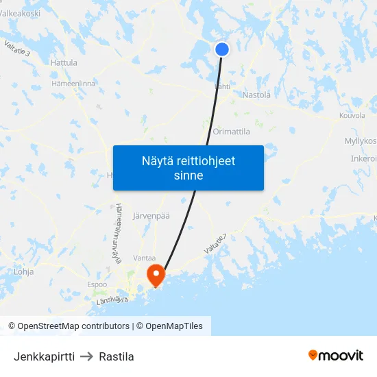 Jenkkapirtti to Rastila map