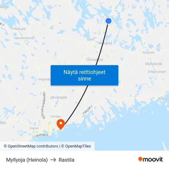 Myllyoja (Heinola) to Rastila map