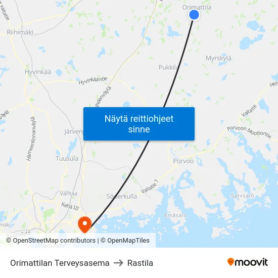 Orimattilan Terveysasema to Rastila map