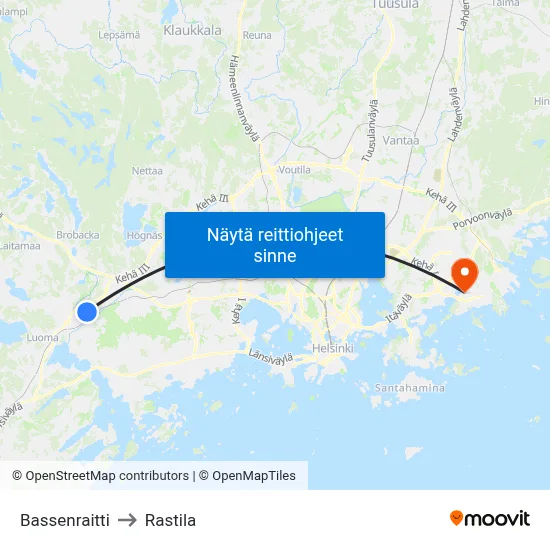 Bassenraitti to Rastila map