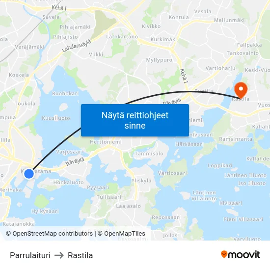 Parrulaituri to Rastila map