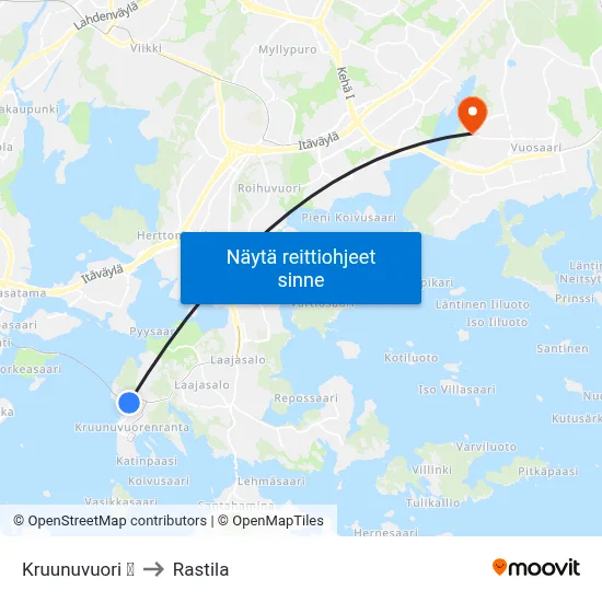Kruunuvuori 🍽 to Rastila map