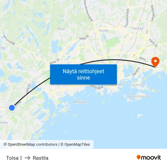 Tolsa 🚆 to Rastila map