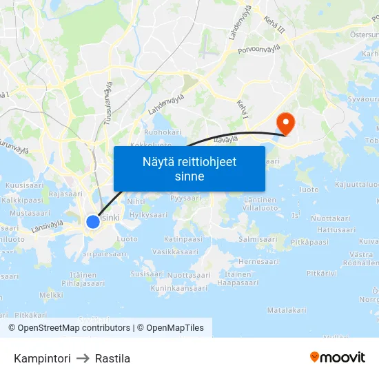 Kampintori to Rastila map