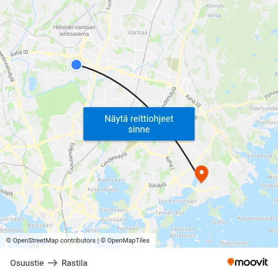 Osuustie to Rastila map