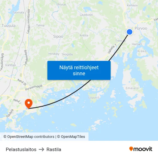 Pelastuslaitos to Rastila map