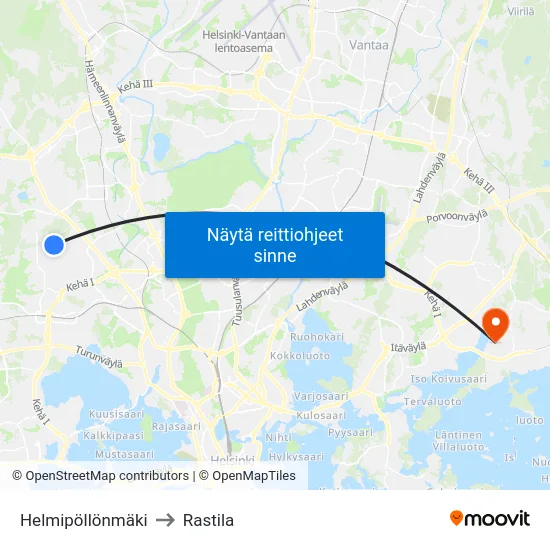 Helmipöllönmäki to Rastila map