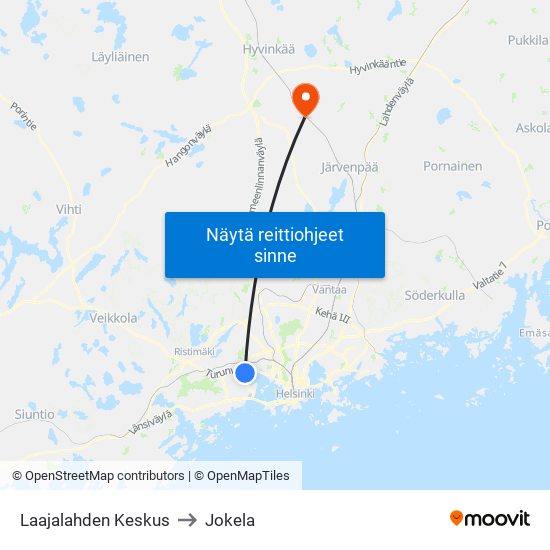 Laajalahden Keskus to Jokela map