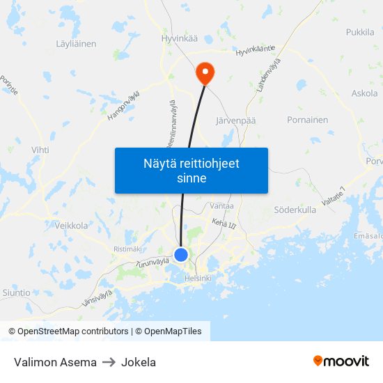 Valimon Asema to Jokela map