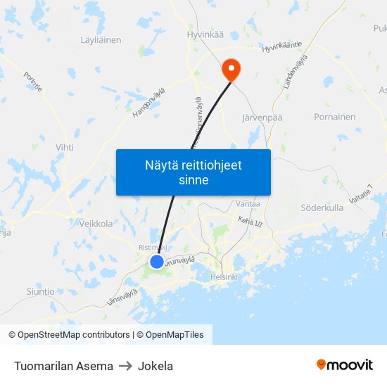 Tuomarilan Asema to Jokela map