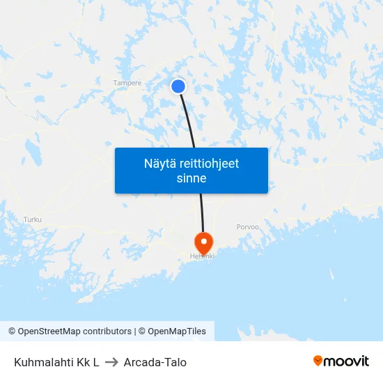 Kuhmalahti Kk L to Arcada-Talo map