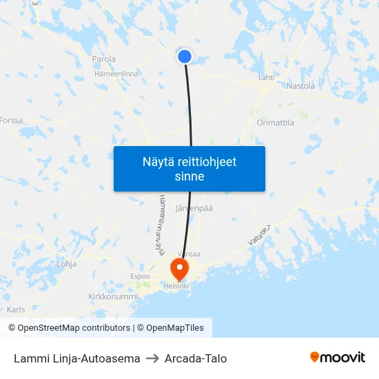 Lammi Linja-Autoasema to Arcada-Talo map
