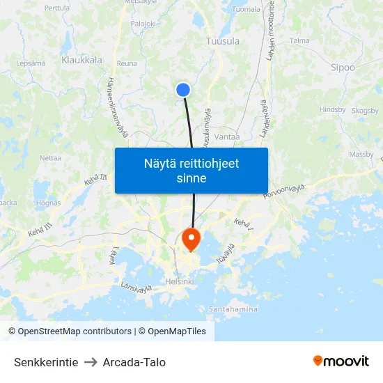 Senkkerintie to Arcada-Talo map