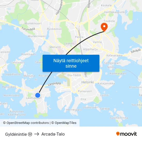 Gyldénintie Ⓜ️ to Arcada-Talo map