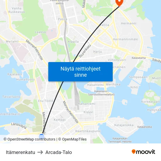 Itämerenkatu to Arcada-Talo map