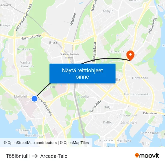 Töölöntulli to Arcada-Talo map