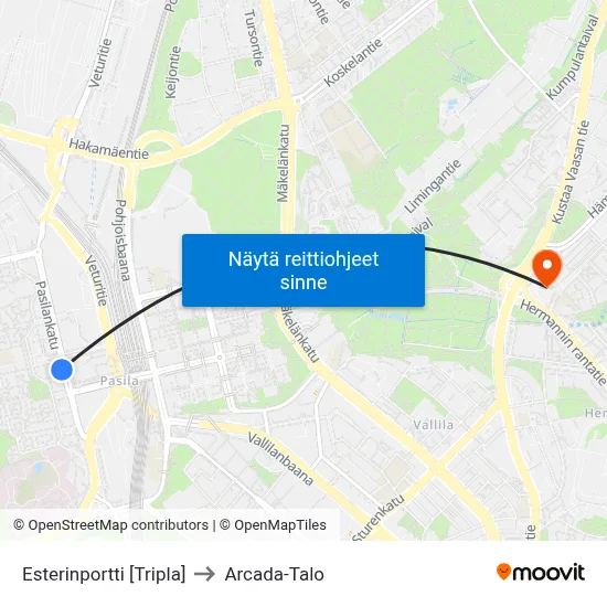 Esterinportti [Tripla] to Arcada-Talo map