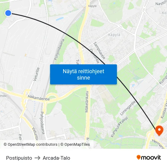Postipuisto to Arcada-Talo map