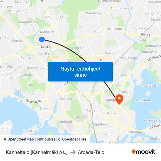 Kanneltalo [Kannelmäki As.] to Arcada-Talo map