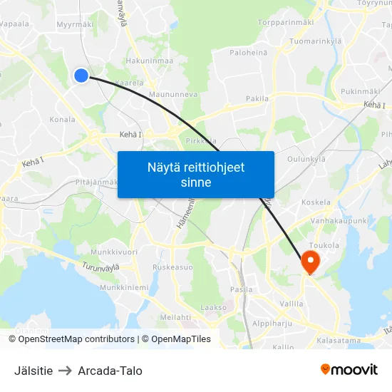 Jälsitie to Arcada-Talo map